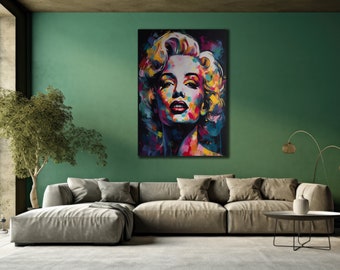 Marilyn Monroe Leinwand Gemälde, Druck für Schlafzimmer Dekor, Bunte Druckkunst, Kultige Promi Leinwand Gemälde, Wand Wohnkultur Poster