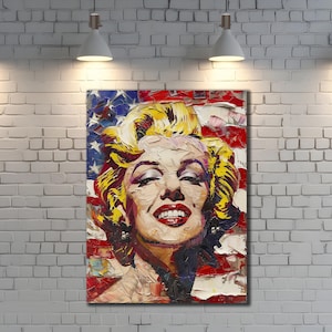 Pop Art, Arte su tela colorata di Marliyn Monroe, Arte da parete di Marliyn Monreo, Decorazione da parete di un famoso cantante, Poster di Marliyn Monroe, Arte su tela tesa