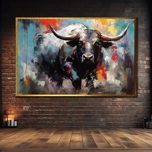 Bullfights Canvas Art, Cow Painting on Canvas,Animal Wall Decor, Print Picture for Farmer, Spanish Bull Poster, Matador Framed Art Print