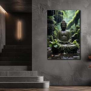 Buddha Painting on Canvas, Abstract Spiritual Wall Art, Buddha Wall Decor, Livingroom Decor, Print Picture for Home, Buddhist Poster