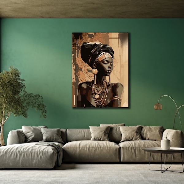 Woman Canvas Art Print, Ethnic Wall Art, African Girl Wall Art Print,  Colorful Wall Art, Painting Canvas, Black Woman Poster, Wall Hanging