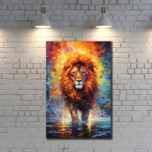 Graffiti Lion Canvas, Colorful Lion Wall Art, Animals Wall Decor, Animal Head Poster, Ready To Hang Print, Color Lion Canvas Art,Lion Poster