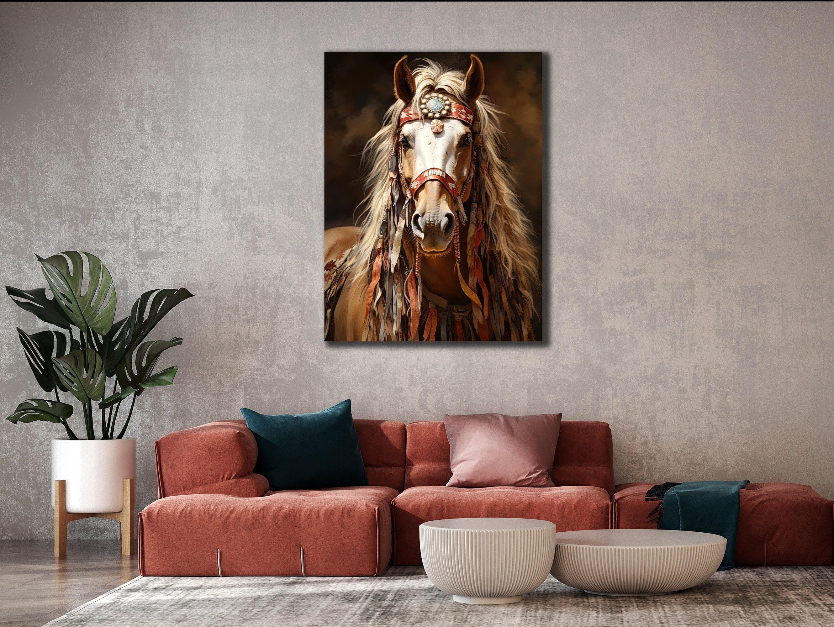 War Horse Canvas Print, Native American Wall Art, Warrior Decor - Etsy