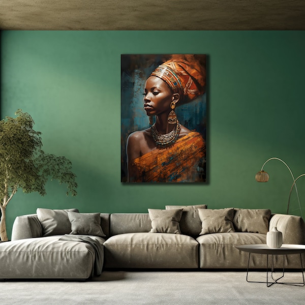 Woman Canvas Art Print, Ethnic Wall Art, African Girl Wall Art Print,  Colorful Wall Art, Painting Canvas, Black Woman Poster, Wall Hanging