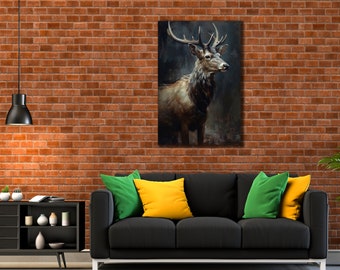 Deer Art Print, Deer Wall Art, Animal Wall Art Prints, Deer Canvas Wall Art, Stag Wall Art, Forest Painting Original, Animal Painting Canvas