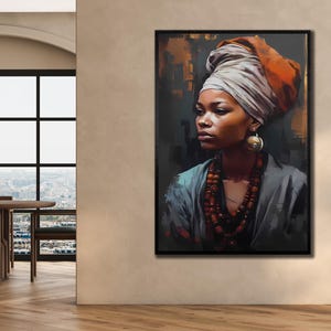 Elegant Woman Canvas, Ethnic Woman Wall Art, African Girl Wall Decor, African Woman Poster,Ethnic Girl Wall Decor, Black Woman Portrait Art