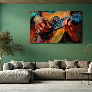 Guitarist Painting Canvas, Jazz Wall Art, Jazz Singer Home Decor, Music Wall Decor, Modern Wall Art, Musical Instruments Print Art Canvas