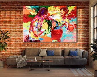 Leroy Neiman Rocky Balboa vs Apollo, Rocky Balboa Poster, Boxing Fighting Club Wall Decor, Gym&Sports Print Art, Motivation Room Decor