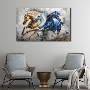 Horses Canvas Print Art, White Horse Painting Canvas, Farm Animal Wall Decor, Dining Room Decor, Print Picture for Farmer, Wall Hanging