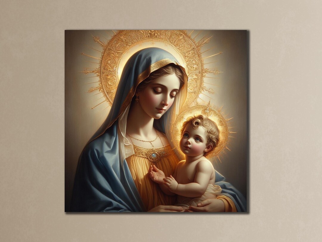 Virgin Mary and Baby Jesus Canvas Art: Religious Home Decor - Etsy