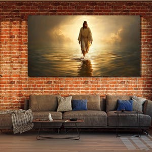 Jesus Walking on Water Canvas Art, Religious Poster, Christianity Wall Decor, Jesus Wall Art, Jesus Print Art, Office&Home Wall Decor