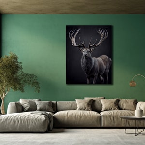 Impressão de arte de veado, arte de parede de veado, impressões de arte de parede de animais, arte de parede de tela de veado, arte de parede de veado, pintura de floresta original, tela de pintura de animal