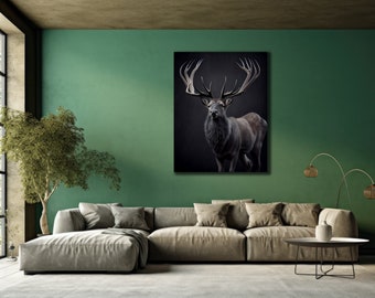 Deer Art Print, Deer Wall Art, Animal Wall Art Prints, Deer Canvas Wall Art, Stag Wall Art, Forest Painting Original, Animal Painting Canvas