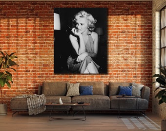 Abstract Marliyn Monroe Canvas Art, Black&White Wall Art, Famous Singer Wall Decor, Marliyn Monroe Poster, Stretched Canvas Art, Artwork