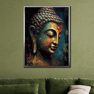 Buddha Painting on Canvas, Spiritual Wall Art, Colorful Buddha Wall Decor, Print Picture for Home,Buddhist Poster,Gift for Meditation Lovers