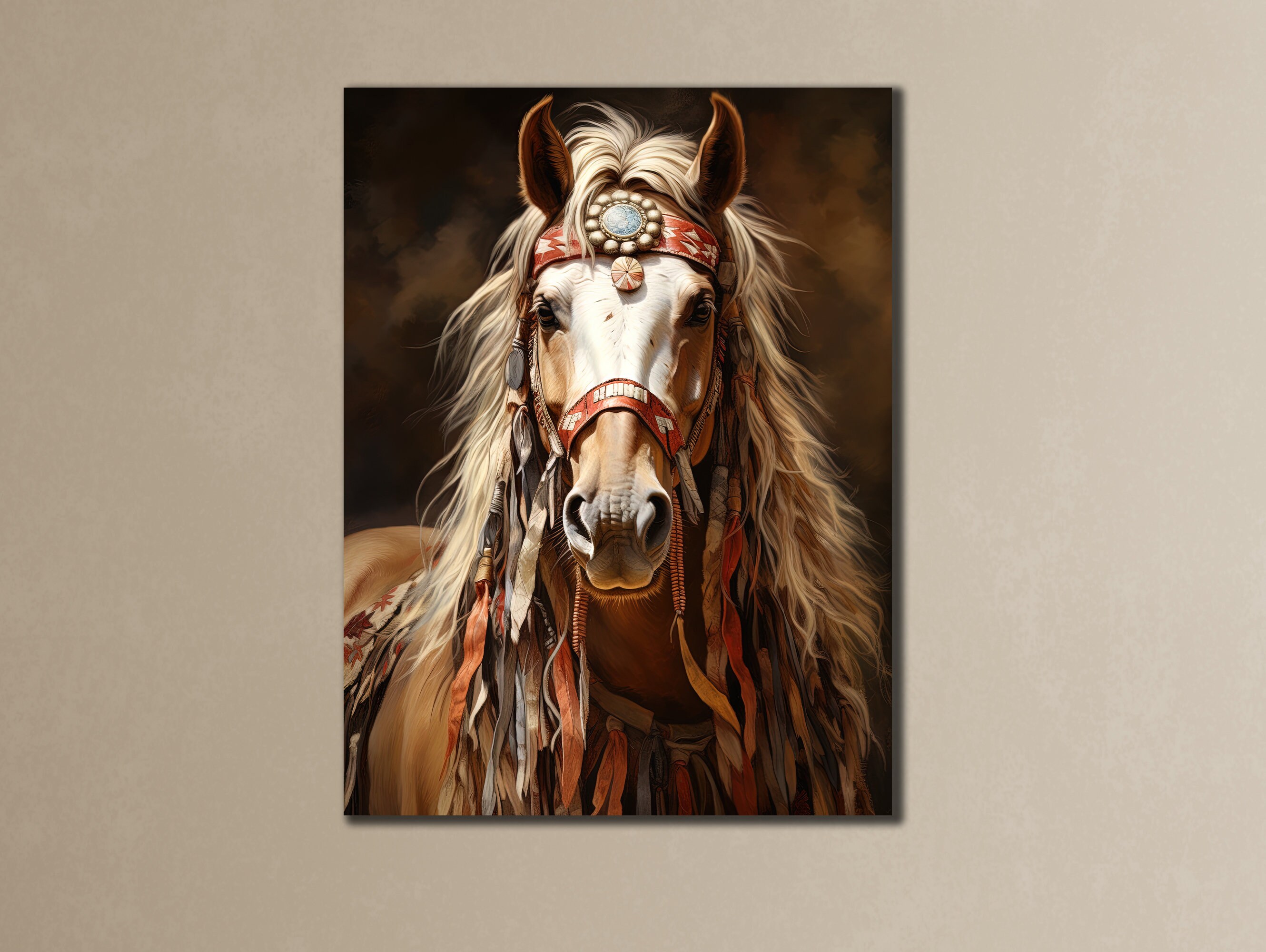 War Horse Canvas Print, Native American Wall Art, Warrior Decor - Etsy