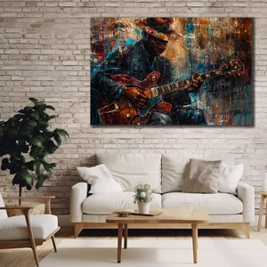 Guitarist Painting Canvas, Jazz Wall Art, Jazz Singer Home Decor, Music Wall Decor, Modern Wall Art, Musical Instruments Print Art Canvas
