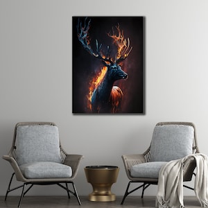 Abstract Deer Painting Print, Forest Animal Prints Wall Art, Wildlife Art Prints, Modern Farmhouse Wall Art Print, Rustic Deer Wall Art