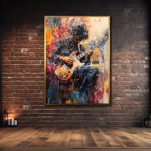 Guitarist Painting, Music Wall Art, Jazz Singer Canvas Art, Music Wall Decor, Modern Wall Art, Musical Instruments Print Art, Guitar Artwork