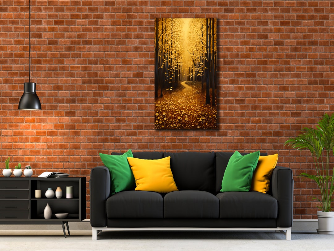 Golden Tree Wall Art, Gold Forest Wall Decor, Nature Poster, Tree