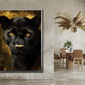 Black Leopard Canvas Art, Tiger Poster, Leopard Wall Decor, Animal Wall Art, Safari Framed Print Art, Office&Home Decor, Wild Animal Art