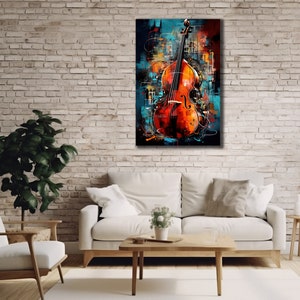 Violin Canvas Wall Art, Musicians Canvas Print, Colorful Graffiti Wall Decor,Streert Art, Violinist Canvas Gift, Musical Instruments Poster