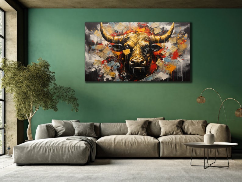 Bull Canvas Print Art, Cow Painting Canvas, Farm Animal Wall Decor
