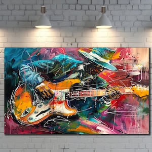 Guitarist Painting Canvas, Jazz Wall Art, Jazz Singer Home Decor, Music Wall Decor, Modern Wall Art, Musical Instruments Print Art Canvas