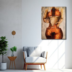 Woman with Violin Canvas Art, Abstract Violinist Canvas Painting, Musician Girl Canvas Wall Art, Wall Hanging Canvas, Music Wall Art, Poster