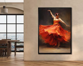 Flamenco Dancer Canvas Art: Spanish Woman Print, Home Office Decor