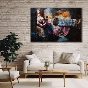Guitarist Painting Canvas, Jazz Wall Art, Jazz Singer Home Decor, Music Wall Decor, Modern Wall Art, Musical Instruments Print Art Canvas