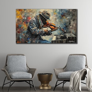 Violin Canvas Wall Art, Musicians Canvas Printing, Violin Wall Decor, Dining Room Decor, Violinist Canvas Gift, Musical Instruments Poster