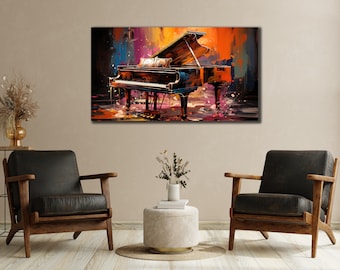 Stampa su tela con stile dipinto colorato di uomo che suona la chitarra elettrica, arte murale con strumento musicale, regalo per musicista, decorazione per studio musicale - Italia