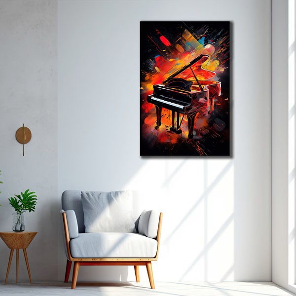 Piano Wall Art, Musicians Canvas Printing, Colorful Wall Decor, Bedroom Decor, Print Picture for Home, Musical Instruments Poster,Home Decor
