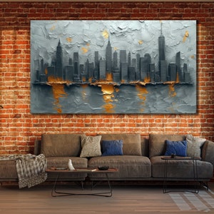 Abstract NYC Canvas Art Print, City Wiev Wall Art Print, Newyork Painting on Canvas, New York cityscape Poster, Wall Hanging Canvas