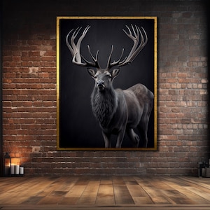 Deer Framed Canvas Print, Deer Painting, Animal Wall Art, Deer Canvas Wall Art, Stag Wall Decor, Framed Print Art, Animal Painting On Canvas