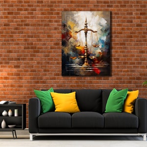 Justice Canvas Art Print, Modern Wall Art Print, Painting on Canvas, Symbol of Balance&Fairness Poster, Law Office Wall Decor, Gifts Lawyers