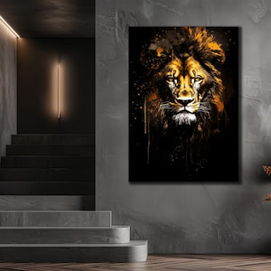 Graffiti Lion Printing Canvas, Colorful Lion Wall Art, Animals Wall Decor, Animal Head Poster, Ready To Hang Print, Color Lion Canvas Art