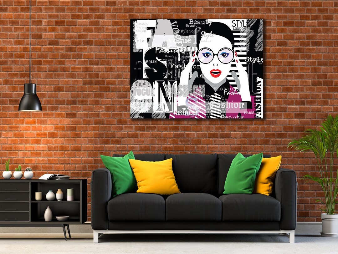 Pop Art Woman Canvas Art Print, Fashion Girl Wall Art, Painting on