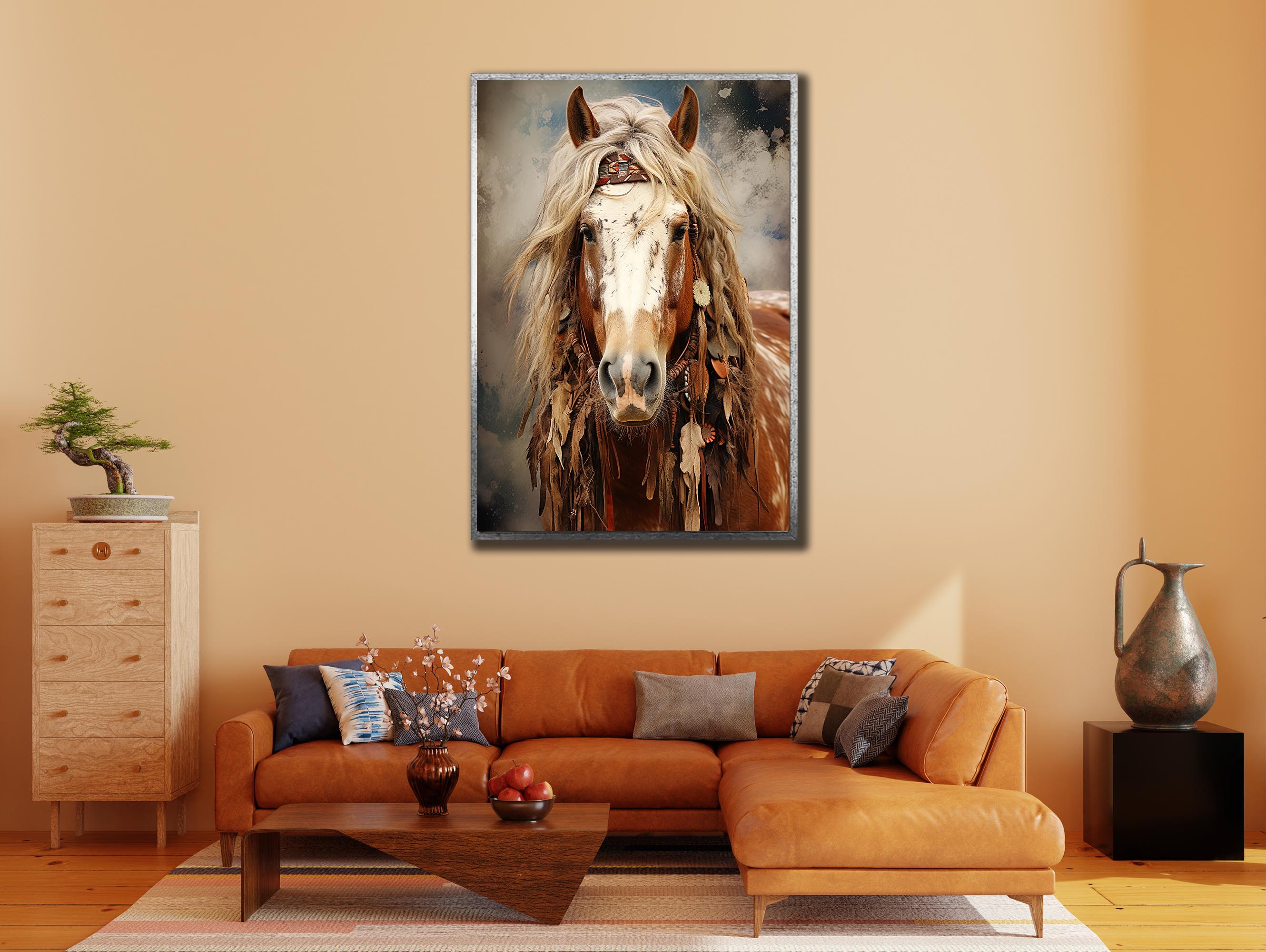 ネイティブアメリカンの軍馬キャンバスアート：部族の室内装飾 - Etsy 日本, image size:2660x2000