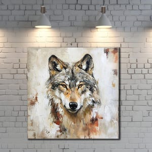 Wolf Canvas Wall Art, Animals Wall Decor, Dining Room Decor, Print Picture for Home, Flower and Wolf Poster, Wolf Print Art, Wolves Artwork