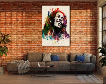 Bob Marley Art Print Canvas, Abstract Wall Art, Famous Singer Canvas Painting, Expression Art, Bob Marley Wall Decor, Modern Home Decor