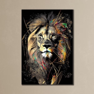 Graffiti Lion Printing Canvas, Colorful Lion Wall Art, Animals Wall Decor, Animal Head Poster, Ready To Hang Print, Color Lion Canvas Art