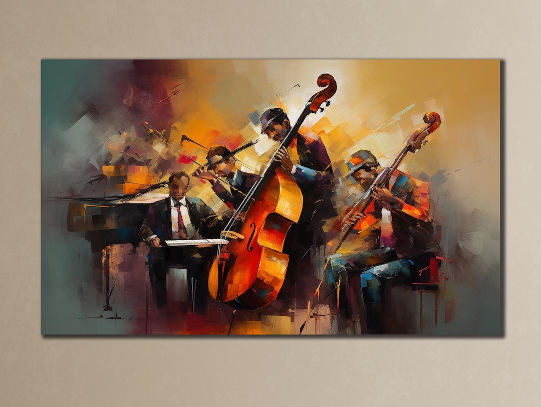 Impression d'art sur toile Jazz Band colorée : peinture d