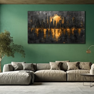 Abstract NYC Canvas Art Print, City Wiev Wall Art Print, Newyork Painting on Canvas, New York cityscape Poster, Wall Hanging Canvas