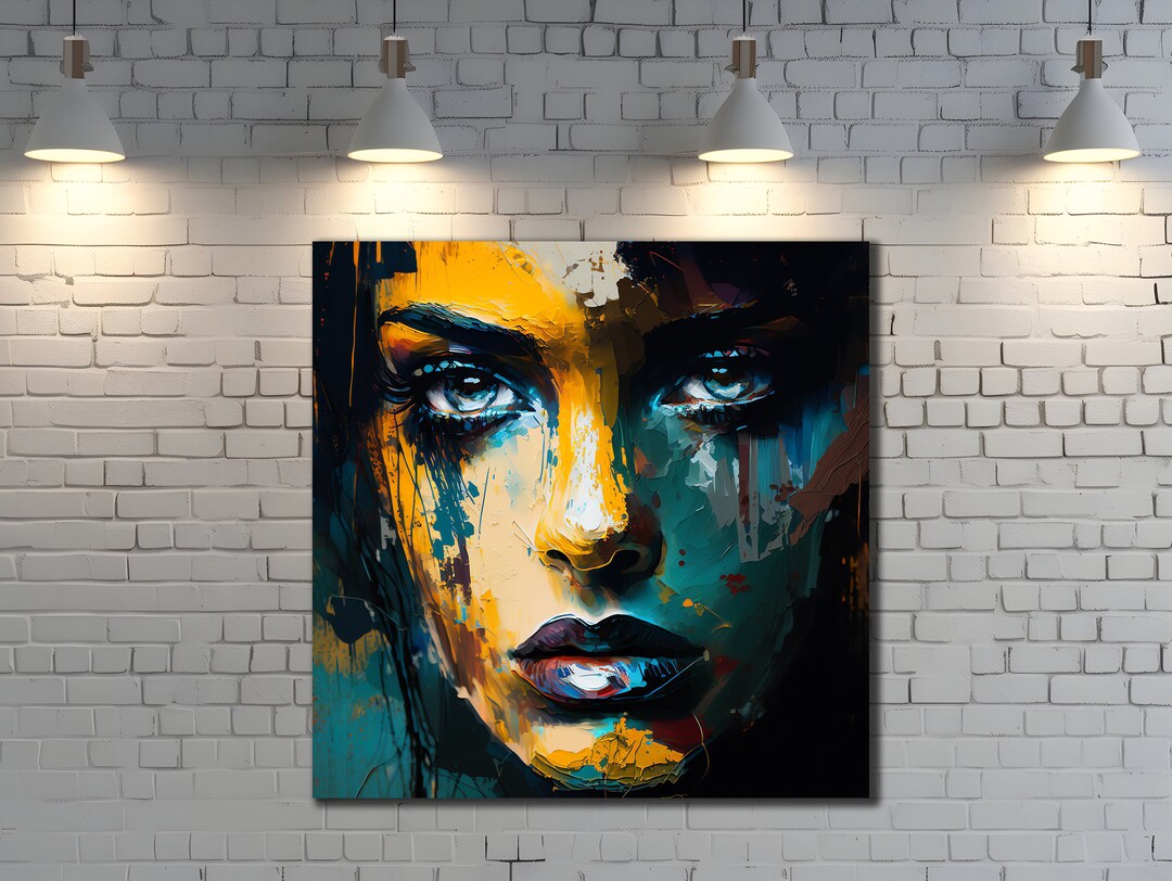 Abstract Woman Face Painting, Graffiti Pop Art Canvas Print - Etsy