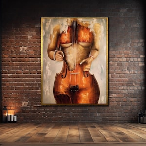 Woman with Violin Canvas Art, Abstract Violinist Canvas Painting, Musician Girl Canvas Wall Art, Wall Hanging Canvas, Music Wall Art, Poster