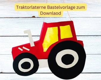 Laterne Traktor Bastelvorlage PDF zum Download