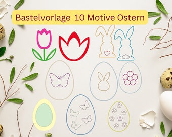 Easter craft template for download, Easter window pictures, Easter bunny, Easter egg, make Easter decorations, PDF, SVG, PNG plot file