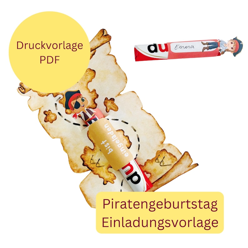 Invitación pirata Duplo fiesta de cumpleaños infantil | Banderolas Duplo Imprimibles DIY PDF | Piratas para niñas y niños | Imprimir invitación de fiesta pirata imagen 1